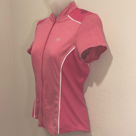 PEARL IZUMI SELECT full zip front Pink & White stripe and flower jersey Sz Small - Picture 4 of 16